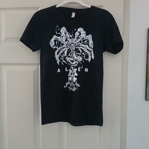 American Apparel Black Tee with White Alien Design